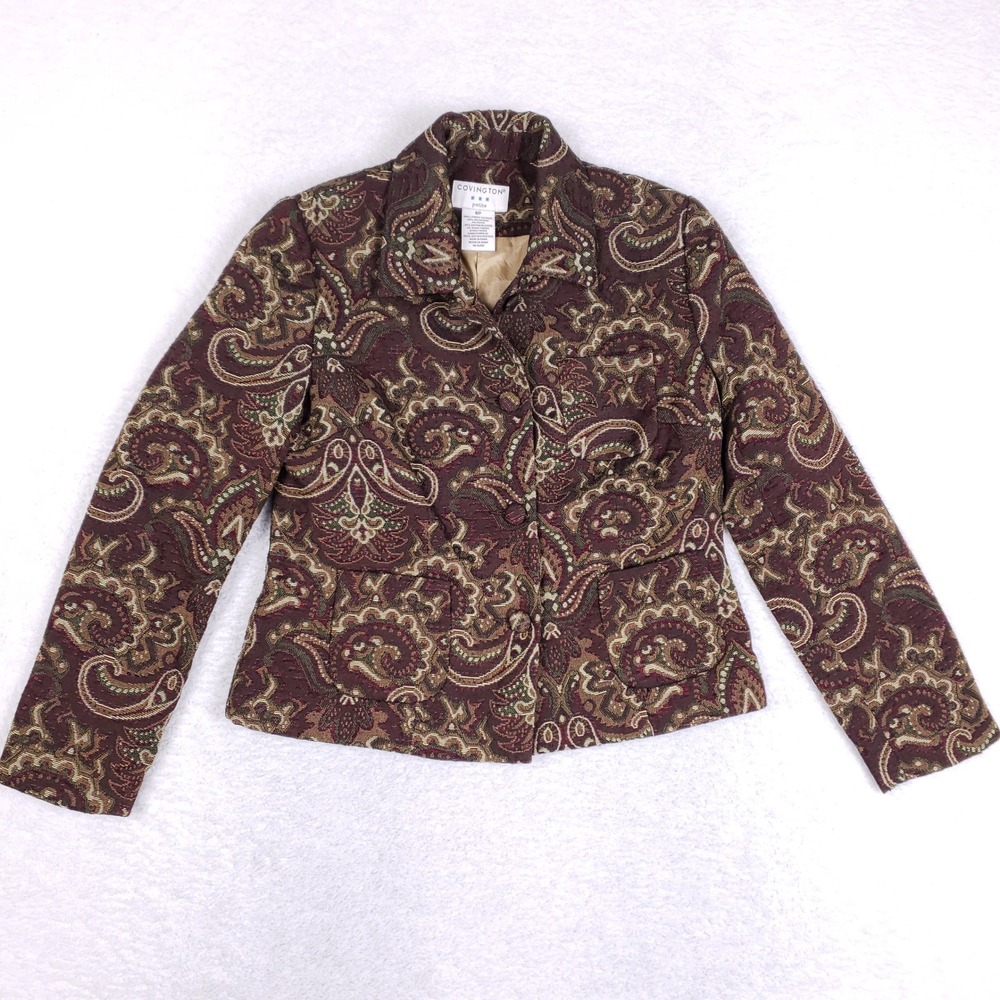 Covington Vintage Tapestry Blazer Jacket Womens 6P Paisley Brocade Whimsigoth